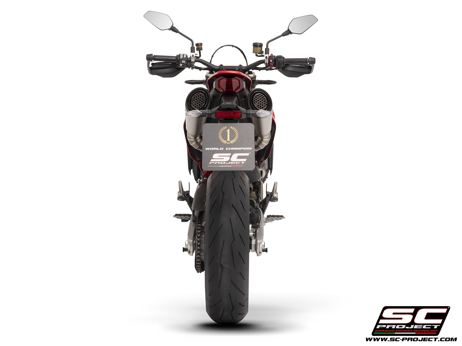 SC Project Exhaust S1 Titanium Dual Undertail with stoneguard Grid for Hypermotard 698 (2024-2025) - Image 2