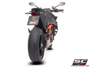 Alternative view of SC Project CR-T Titanium Exhaust with stoneguard grid- 1390 Super Duke R (24-25)