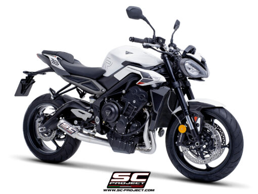 SC Project CR-T Titanium 3-1 Stainless Steel full exhaust System with Stoneguard for Street Triple 765 R-RS-R A2 (2024-2025) - Image 3
