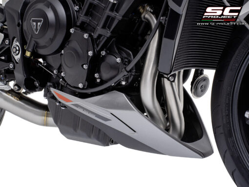 SC Project CR-T Carbon Fibre 3-1 Stainless Steel full exhaust system with stoneguard grid for Street Triple 765 R-RS-R A2 (2024-2025) - Image 5