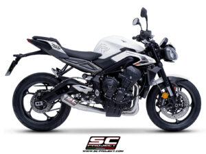SC Project CR-T Titanium 3-1 Stainless Steel full exhaust System with Stoneguard for Street Triple 765 R-RS-R A2 (2024-2025)