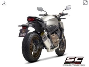 Alternative view of SC Project 4-1 Stainless steel full Exhaust System, with SC1-R Titanium Exhaust- Honda CB650R (19-20)