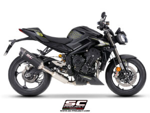 Alternative view of 3-1 stainless steel full exhaust system, with SC1-X carbon exhaust STREET TRIPLE 765 (2024 - 2026) - EURO 5+ (Copy)