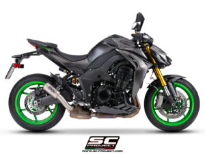 Alternative view of CR-T Titanium fibre exhaust, with stoneguard grid Z1100 - SE (2026)