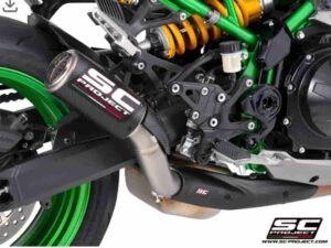 SC Project CR-T Carbon fibre Exhaust, with carbon fiber heel guard for Z900 (2025-26)