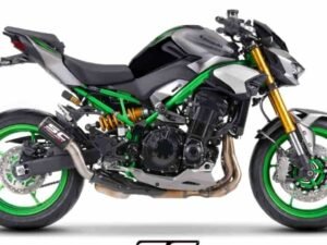 Alternative view of SC Project CR-T carbon fibre exhaust for Z900 (2025-26)