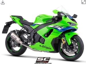 Alternative view of SC Project SC1-R titanium exhaust, with de-cat link pipe, 250 mm- Ninja ZX-10R/RR (2026)